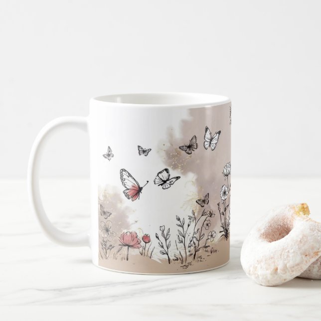 Caneca de Café Butterfly Bliss (Com Donut)