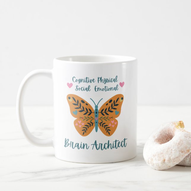 Caneca De Café Butterfly Brain Architect Mug (Com Donut)