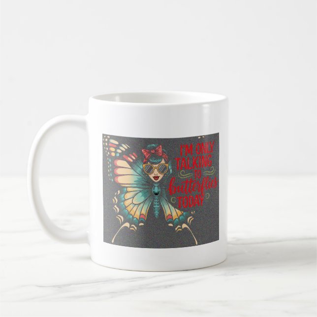 Caneca De Café Butterfly Girl - Only Talking to Butterflies (Esquerda)