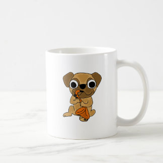 Caneca De Café BV Pug que joga desenhos animados do saxofone