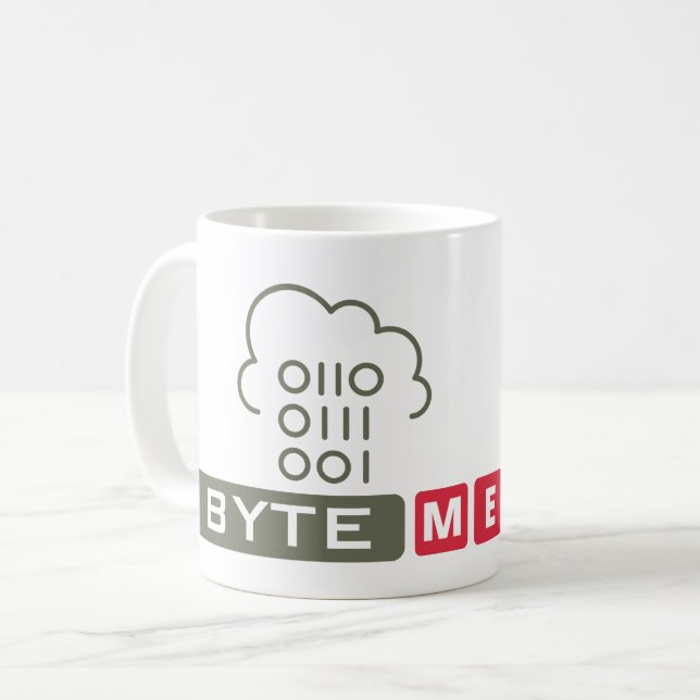 CANECA DE CAFÉ BYTE ME - NERD DE PROGRAMAÇÃO (Frente Esquerda)