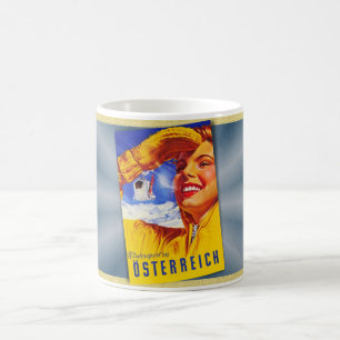 Caneca De Café c1950 CARTAZ DE VIAGEM ÁUSTRIA MCM