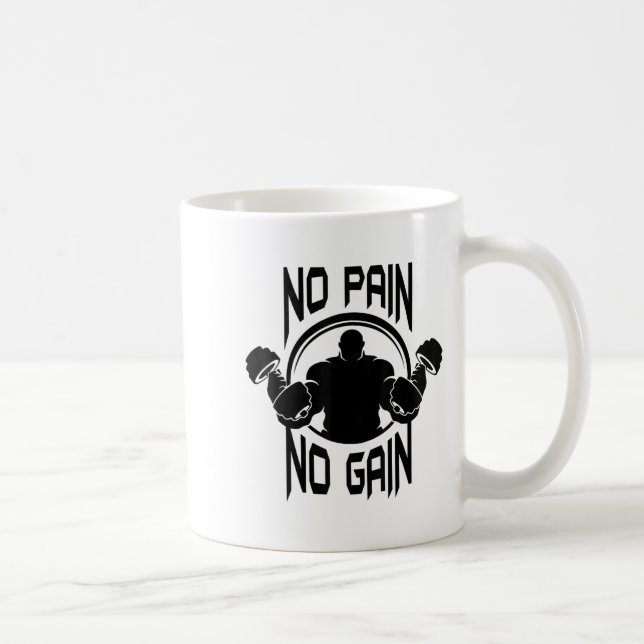 Caneca De Café C386 No Pain No Gain Gym Workout Fitness Motivatio (Direita)
