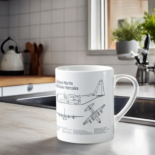 Caneca De Café C-130 Hércules - Planos de avião para Blueprint AD (Criador carregado)