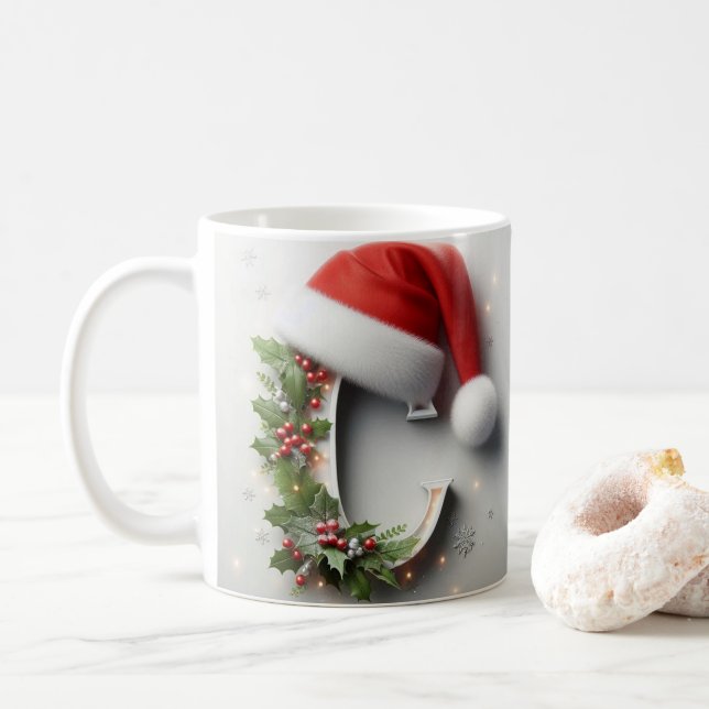 Caneca De Café C letter design Christmas Mug Festive  Design (Com Donut)
