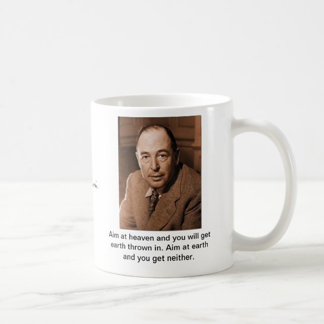 Caneca De Café C.S. Lewis: Vise o céu (Direita)