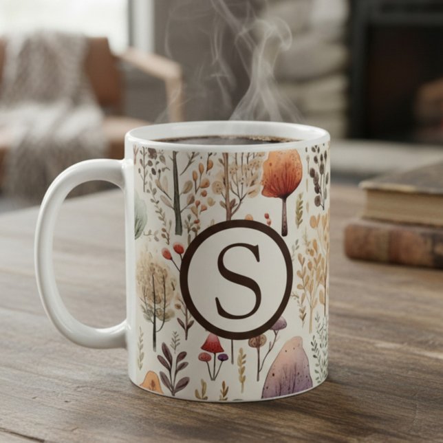 Caneca De Café Cabana Aconchegante Florestal com Monograma (Criador carregado)