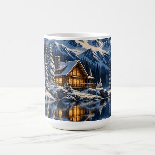 Caneca De Café Cabana Aconchegante Lua Cheia Nevada (Criador carregado)