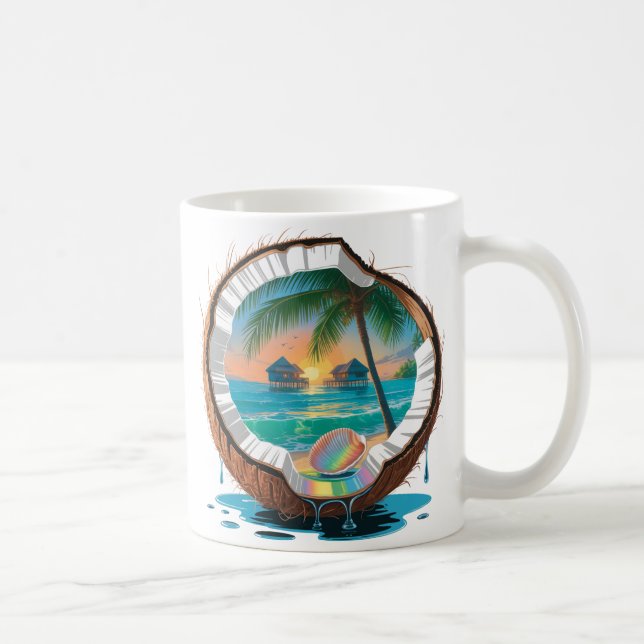 Caneca De Café Cabana de Coco na Praia (Direita)