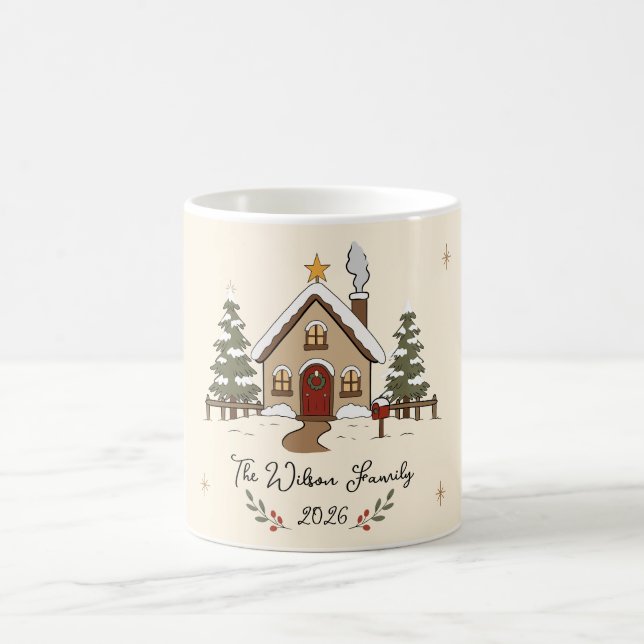 Caneca De Café Cabana de Natal Aconchegante Personalizada (Centro)