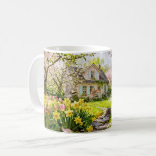 Caneca De Café Cabana de Primavera com Abelhas, Ouriço e Flores e