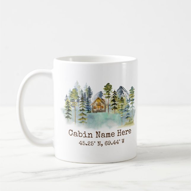 Caneca De Café Cabana Rústica Coordenadas Personalizadas Pinery M (Esquerda)