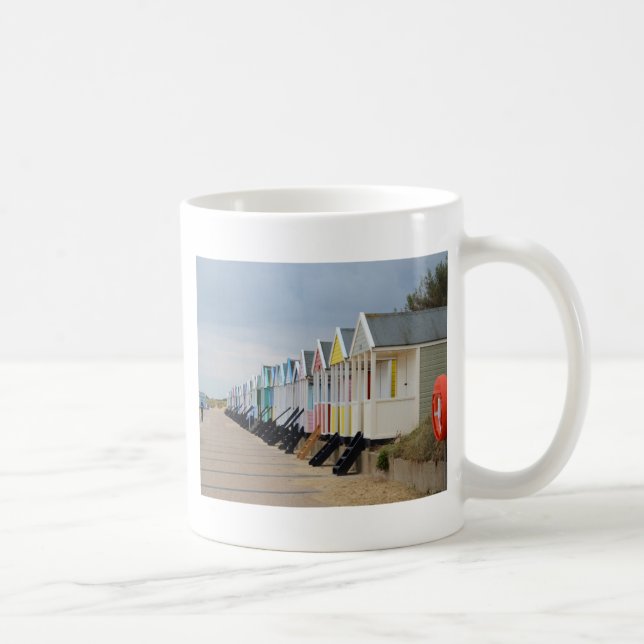 Caneca De Café Cabanas brilhantemente pintadas da praia (Direita)