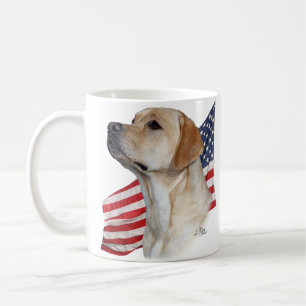 Caneca De Café Cabeça amarela de labrador retriever e bandeira