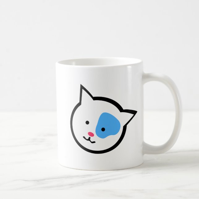 Caneca De Café Cabeça bonito do gato (azul) (Direita)
