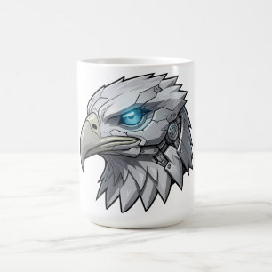 Caneca De Café Cabeça Cibernética de Águia Robótica Futurista Águ