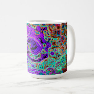 Caneca De Café Cabeça Colorida Púrpura Abstrato Retro Líquido