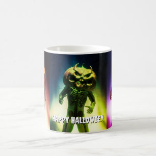 Caneca De Café Cabeça de abóbora assustadora. Feliz Halloween