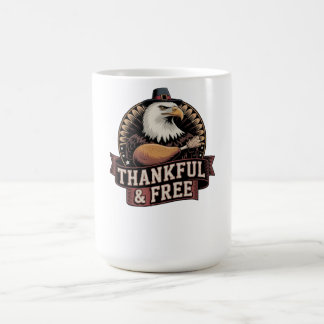 Caneca De Café Cabeça de Águia Ousada Agradecida e Livre Gráfico
