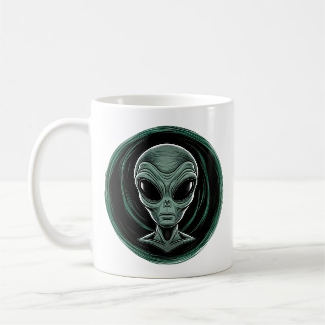 Caneca De Café Cabeça de Alienígena cinza (Esquerda)