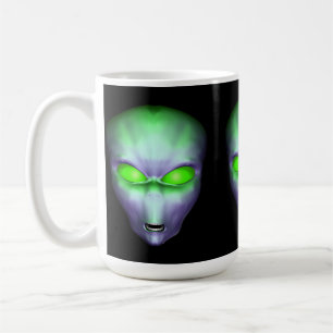 Caneca De Café Cabeça de Alienígena Verde