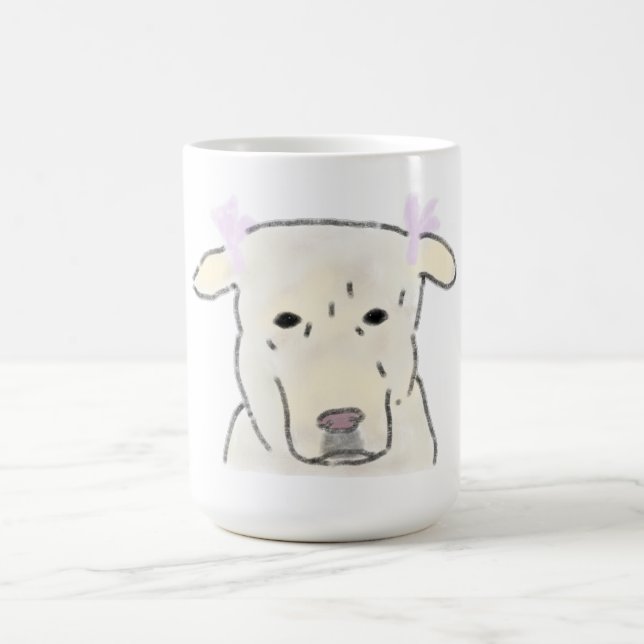 Caneca De Café Cabeça de Cachorrinho Branco com Laços Rosa (Centro)