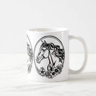 Caneca De Café Cabeça de cavalo com flores