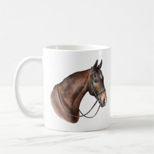 Caneca De Café Cabeça de cavalo da Baía de Aquarela numa ponte