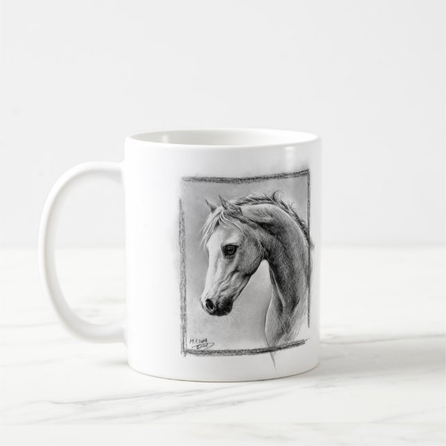 Caneca De Café Cabeça de cavalo Desenho de carvão de equinos (Esquerda)