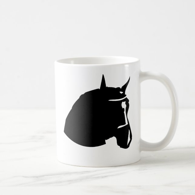 Caneca De Café cabeça de cavalo preta (Direita)