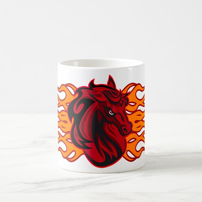 Caneca De Café Cabeça de Cavalo Vermelho com Chamas (Criador carregado)