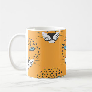 Caneca De Café Cabeça de leopardo laranja, padrão perfeito.