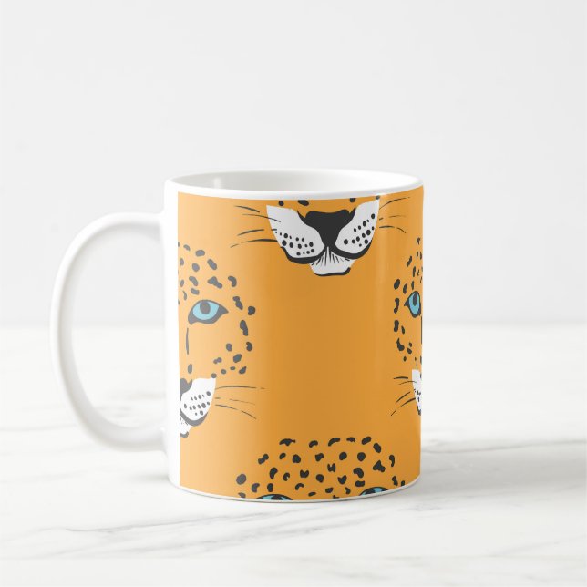 Caneca De Café Cabeça de leopardo laranja, padrão perfeito. (Esquerda)
