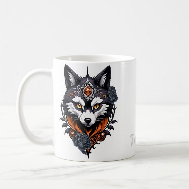 Caneca De Café Cabeça de lobo majestoso, terminada em profundidad (Esquerda)