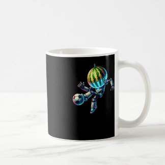 Caneca De Café Cabeça de Melancia de Robô Futebol Driblando Chute