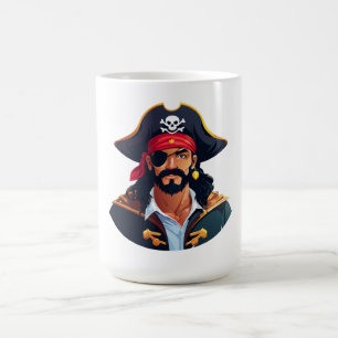 Caneca De Café Cabeça de pirata com chapéu de marinheiro e tapa-o