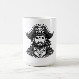 Caneca De Café Cabeça de pirata com chapéu de marinheiro e tapa-o