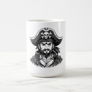 Caneca De Café Cabeça de pirata com chapéu de marinheiro e tapa-o