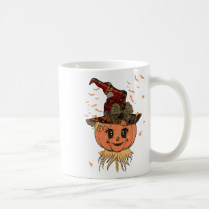 Caneca De Café Cabeça De Recém-Pumpkin E Vintagem De Queda