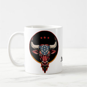 Caneca De Café Cabeça de touro Patriótica, um touro Americano.
