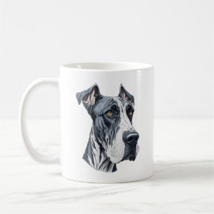 Caneca De Café Cabeça Estilizada de Dogue Alemão