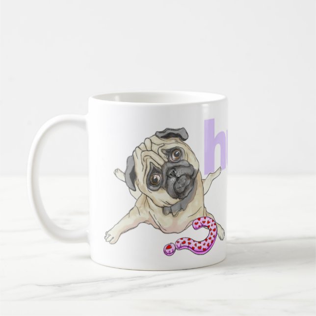 Caneca De Café Cabeça Inclinada Pug Café Mug (Esquerda)