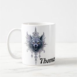 Caneca De Café Cabeça mística de lobo.