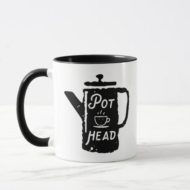 Caneca De Café Cabeça Pote Café - Café Engraçado Café Combo Mug (Esquerda)
