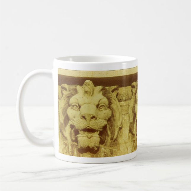 Caneca De Café Cabeças de Leão Arquitetônico Mug (Esquerda)