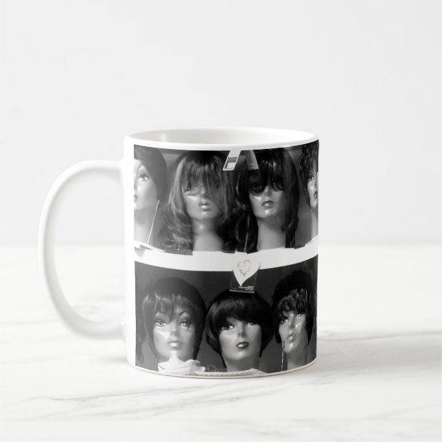 Caneca De Café Cabeças de Manequim em Preto e Branco (Esquerda)