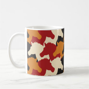 Caneca De Café Cabeças de unicórnio de camuflagem, padrão repetit
