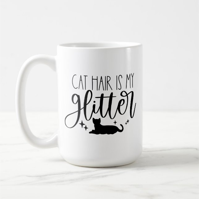 Caneca De Café Cabelo de Gato é Minha Glitter (Esquerda)