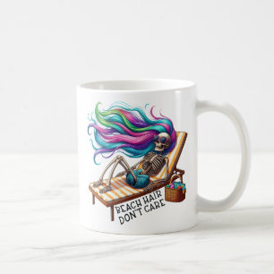 Caneca De Café Cabelo de praia Não se importa - Esqueleto