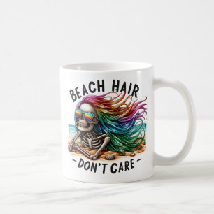 Caneca De Café Cabelo de praia Não se importa - Esqueleto (2)